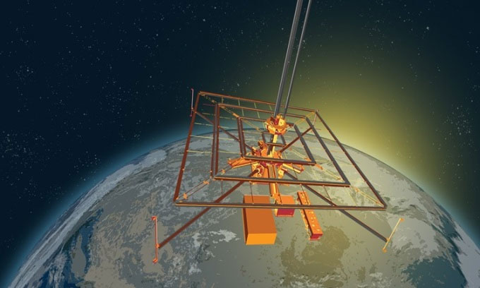 Mô phỏng vệ tinh Solar Space Power Demonstrator trên quỹ đạo thấp.