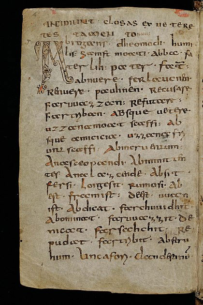 tieng-duc-co Trang đầu tiên của St. Gall Codex Abrogans (Stiftsbibliothek, cod. 911)