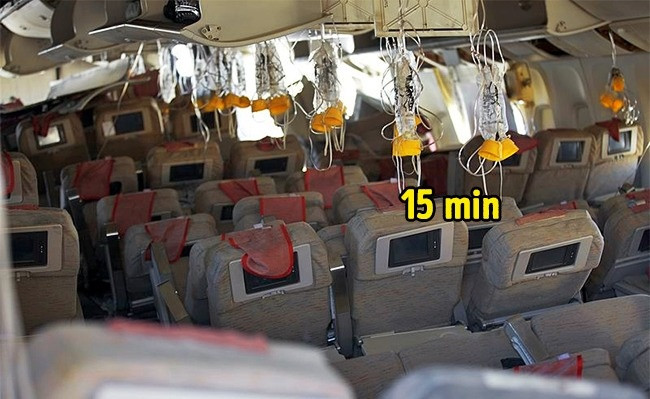 15 phút là đủ để phi công hạ độ cao máy bay đến nơi có áp suất tốt hơn để bạn có thể thở được bình thường.