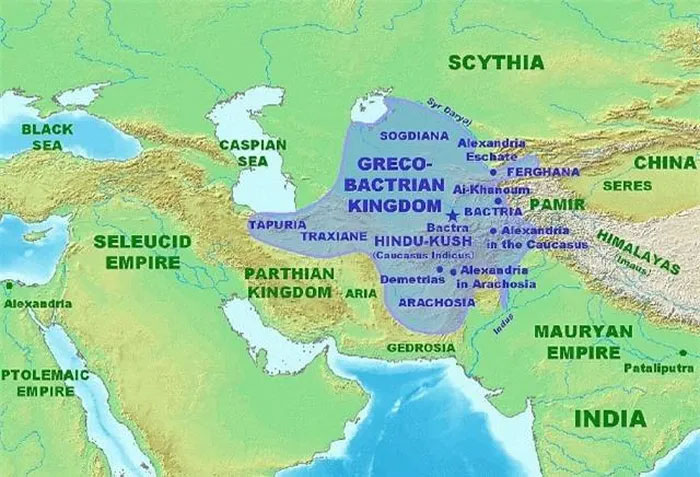 vuong-quoc-nam-o-cuc-dong-1 Các vương quốc nằm ở cực đông gần Trung Quốc trong thời kỳ Hy Lạp hóa.